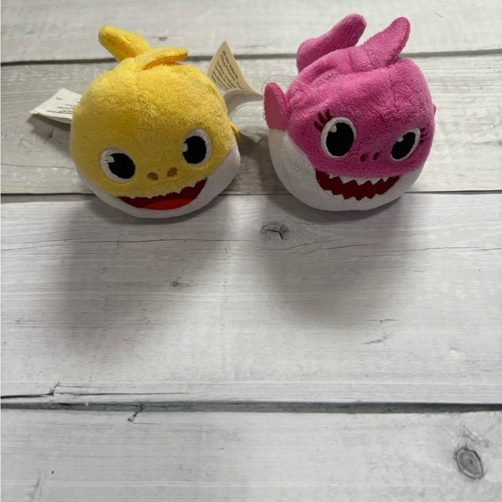 Plush Shark Pair - Yellow and Pink Soft Toy Set